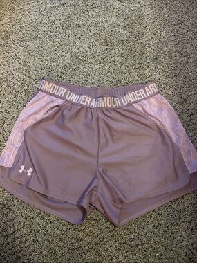 Under Armour Women's Lavender Athletic Shorts with Branded Waistband